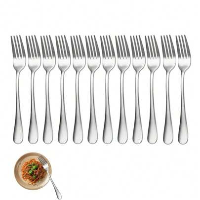 6/12 pièces de fourchette en acier inoxydable (17 cm) fourchette, fourchette à salade, fourchette en acier inoxydable de haute qualité, set de fourchettes pour la maison, la cuisine, le restaurant, couverts fourchette de table. Poli miroir, lavable au lave-vaisselle, cadeau de Noël