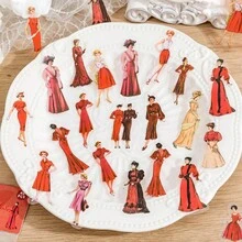 40 miếng/gói hình dán trang trí sổ lưu niệm hình nhân vật cổ điển, nghệ thuật dán thẩm mỹ sáng tạo, vật liệu thủ công DIY, quà tặng lễ hội, đồ dùng học tập sổ lưu niệm cá nhân hóa (6 mẫu thiết kế được giao ngẫu nhiên) - Màu xanh lá cây đậm - Xem 6