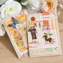 40 miếng/gói hình dán trang trí sổ lưu niệm hình nhân vật cổ điển, nghệ thuật dán thẩm mỹ sáng tạo, vật liệu thủ công DIY, quà tặng lễ hội, đồ dùng học tập sổ lưu niệm cá nhân hóa (6 mẫu thiết kế được giao ngẫu nhiên) - Màu xanh lá cây đậm - Xem 9