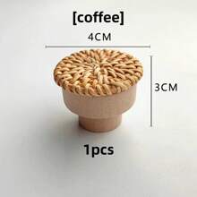 12个波西米亚风格藤编旋钮，木质把手，手工编织圆形拉手，适用于梳妆台抽屉、橱柜、衣柜 - 咖啡棕 - 查看 17