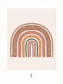 6 PCS Bohemian Canvas Print Alphabet Wall Art Painting Love Poster Rainbow Wall Picture Beige Canvas Painting Sunshine Art Poster Nursery Wall Decor Poster Kids Bedroom Wall Decoration No Frame