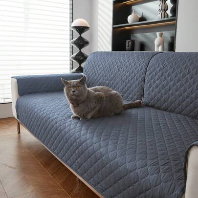 1pc Solid Color Plaid Anti-Slip Thin Pet Blanket, Suitable For Small/Medium/Large Cats And Dogs, Applicable For Bedroom, Living Room Pet Sofa Cover (Sold By Piece, Not Full Set)