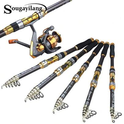 SOUGAYILANG 2.1m-3.6m Ultralight Telescopic Fishing Rod Basic Portable And Lightweight Carbon Fiber Spinning Fishing Pole With EVA Handle For Freshwater And Saltwater Fishing Tackle