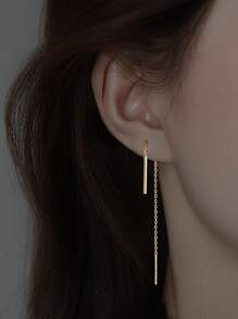 1 对 S925 纯银线耳环，18K 镀层优雅闪亮女士耳环，含礼品盒 - 查看 2
