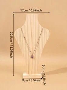 Wooden Flower Vase Necklace Display Stand, Collarbone Chain Jewelry Display Rack, Necklace Neck Model Showcase Prop - Wood Color - View 7