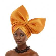 Afrikaanse hoofddoek, grote strikontwerp hoofddoek hoed, glanzende zijden gelaagde band, Nigeriaanse hoofddeksels, autogel hoofddoek hoed is speciaal voorbereid voor bruiloften, feesten en speciale gelegenheden
