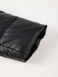 女士极简风连帽羽绒服，带口袋和毛领，适合秋冬季穿着 - 黑色 - 查看 9