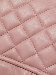 Faux Leather Jacket For Women With Elegant Faux Fur Collar, Belt, And Warm Vintage Style - Perfect For Fall And Winter Season Pink - 粉色 - 查看 5