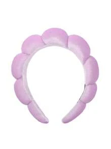 1pc Fashionable Velvet Sponge Spa Headband For Women, Hair Accessory For Washing Face, Makeup, Skincare; Adorable Shower Headband Suitable For Women To Wear While Sleeping, In Pajama Parties Or As A Gift