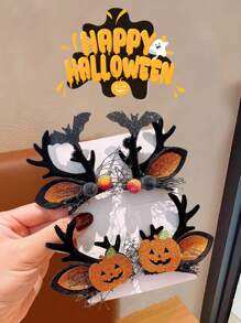2 peças de grampos de cabelo de Halloween série chifre de veado - fantasma/pinha/abóbora, 4 estilos disponíveis para Halloween e festa