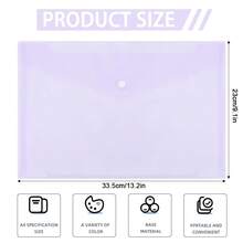 10 Transparent File Bags, Morandi Colored Plastic Wallet A4 Waterproof Plastic Folder With Buttons, Plastic Wallet Folder For Storing Documents, Suitable For Office School - Multicolor - View 2