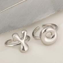 1 chiếc nhẫn chữ cái mạ vàng thời trang, nhẫn hở cổ điển tối giản A-Z, quà tặng trang sức dự tiệc cho phụ nữ - Bạc - Xem 1