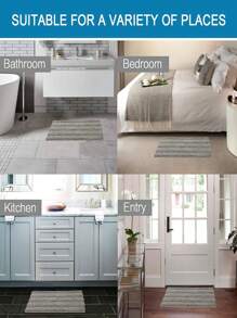 2 件/套简约纯色柔软吸水防滑雪尼尔浴室垫，可机洗速干浴室地垫，适用于感恩节、万圣节、圣诞节浴室装饰，厚毛绒节日浴室垫