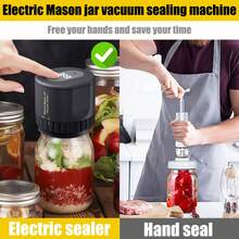 Electric Mason Jar Vacuum Sealer Kit, USB Rechargeable Vacuum Sealer Food Saver Storage, With Opener And Canning Lids Handheld Vacuum Sealer Machine, For Wide Mouth And Regular Mouth Mason Jars - Black - View 9