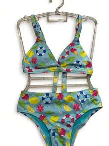 Printed Children's Bikini - Màu xanh nhạt - Xem 3