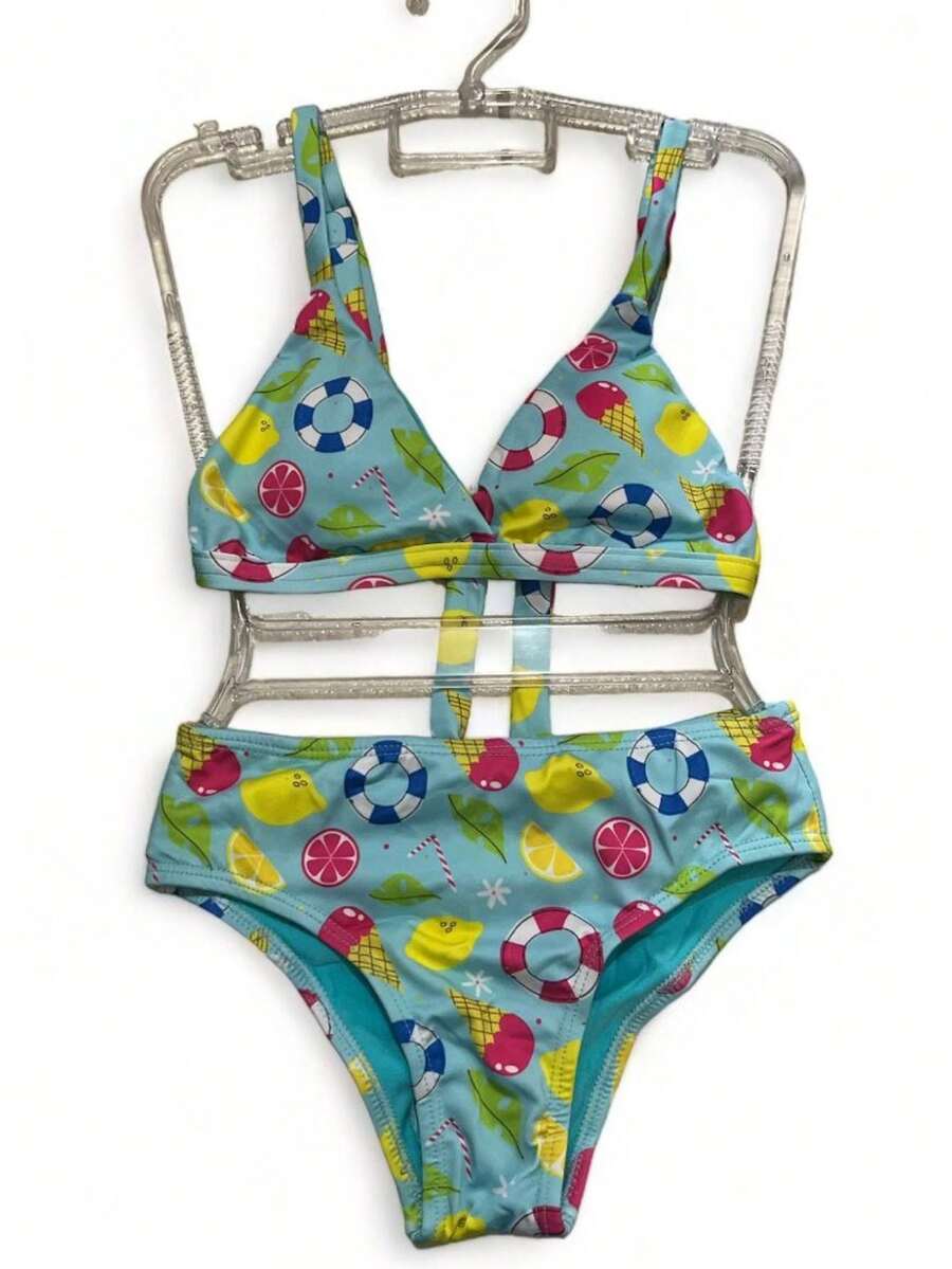 Printed Children's Bikini - Màu xanh nhạt - Xem 1