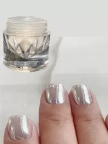 1 盒 0.2 克指甲闪粉孔雀珍珠指甲粉闪光婚礼新娘指甲设计擦粉镜面效果仙女粉 DIY（银色月光镜）指甲饰物指甲宝石指甲用品指甲 - 白色 - 查看 5