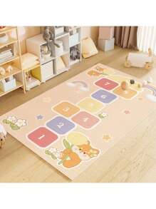 1入組160*120cm彩虹地毯，適用於兒童房，臥室床邊地毯，嬰兒遊戲和閱讀區爬行墊，客廳地毯，兒童玩耍墊 - 米色 - 查看 9