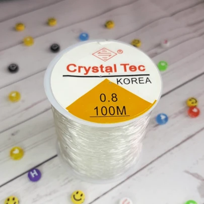 100 M Fio De Silicone Elástico 0.7mm ou 0.8mm Transparente P/ Bijuteria
