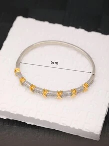1 chiếc vòng tay thiết kế chữ X sang trọng và thanh lịch bằng thép không gỉ dành cho phụ nữ - Nhiều màu - Xem 5