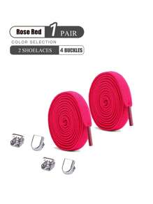 1pair Elastic No-Tie Shoelaces, Multiple Colors Available For Sneakers, Sports Shoes (Note: Actual Colors May Vary Slightly Due To Different Monitor Settings)