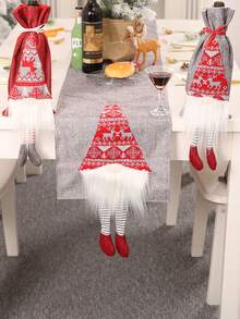 1 件亚麻圣诞桌旗 - 独特的老鲁道夫图案、保护性桌布、节日餐桌装饰、家居装饰、圣诞快乐主题、礼物创意、节日氛围营造者 - 彩色 - 查看 2