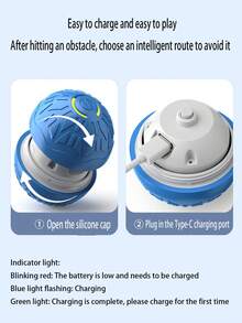 1 件宠物电动跳球自动逗狗发光滚动球猫狗玩具自弹高耐咬球弹力球 - 彩色 - 查看 11