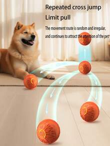 1 件宠物电动跳球自动逗狗发光滚动球猫狗玩具自弹高耐咬球弹力球 - 彩色 - 查看 3