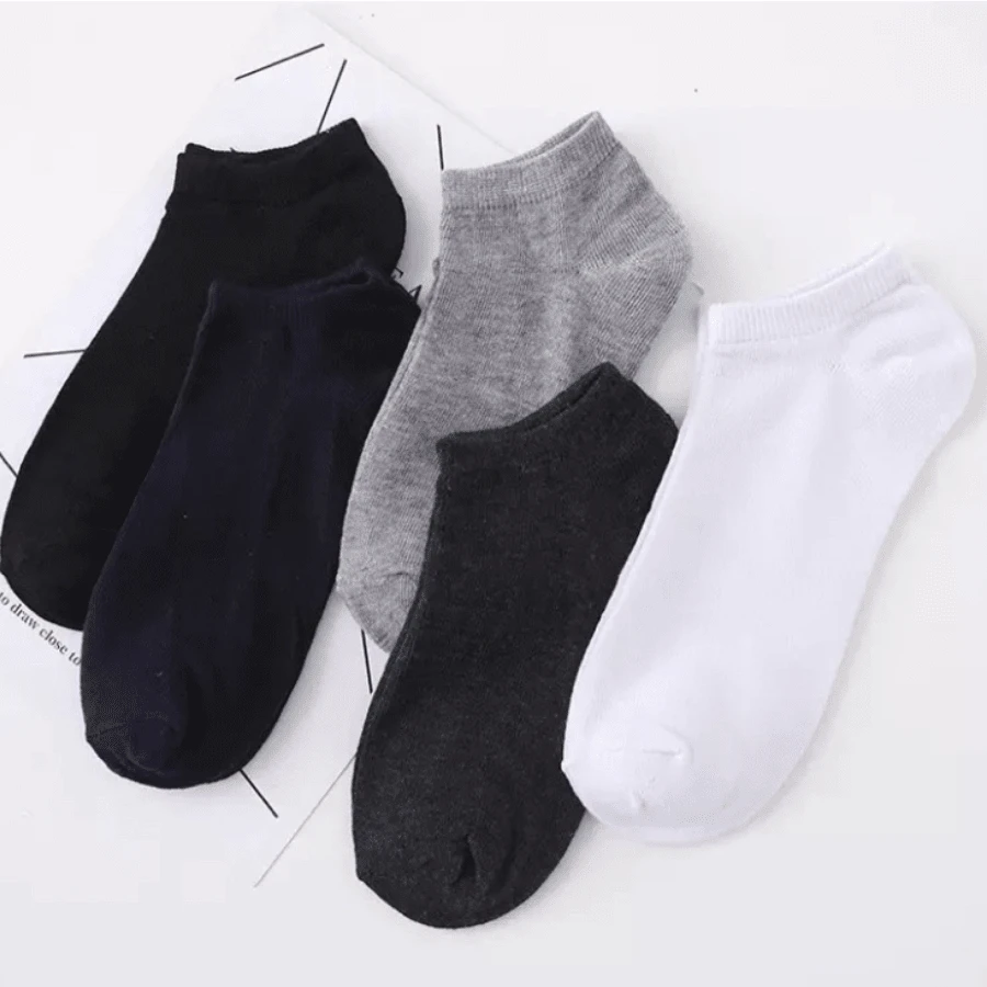 Kit 6 Pairs Of Short Ankle Socks For Men And Women, Unisex - Neutral Colors, White, Black And Gray - 彩色 - 查看 1