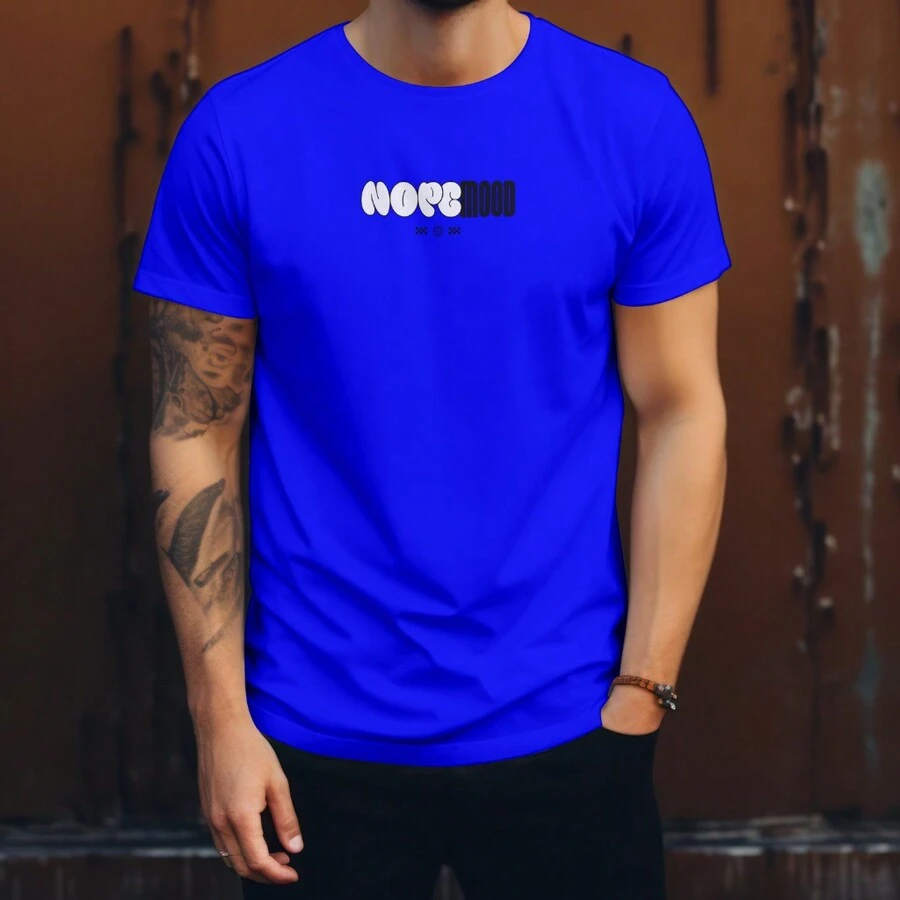 JRMOLETOM Men's And Women's Shirt Launch Streetwear Promotion Street Style Printed Nope Mood Streetwear - Xanh đậm - Xem 1