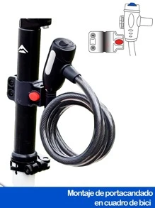 Anti-Theft Coiled Steel Cable Chain Lock For Bicycle And Motorcycle Vmingo Mexico - Black - View 4