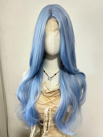 红色蕾丝长波浪假发红色亮点头发 U 部分蕾丝假发耐热合成卷发服装假发适合时尚女性和女孩派对角色扮演使用 26 英寸，适合万圣节派对