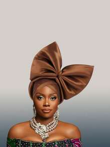 Afrikaanse hoofddoek, grote strikontwerp hoofddoek hoed, glanzende zijden gelaagde band, Nigeriaanse hoofddeksels, autogel hoofddoek hoed is speciaal voorbereid voor bruiloften, feesten en speciale gelegenheden