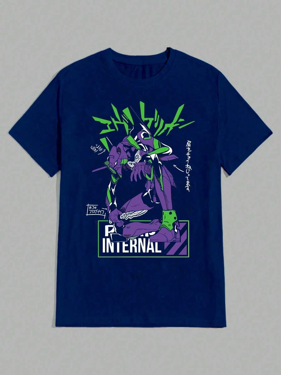 Purple Monster T-Shirt Unisex 100% Cotton Streetwear New Release Shipping Various Colors!! - 藏蓝色 - 查看 1