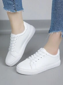 New Casual Versatile Women White Sneakers, Lightweight Anti-Skid Student Running Sports Shoes, Soft Sole Non-Fatiguing