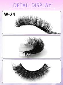 5 Pairs Handmade 3D Natural Looking False Eyelashes, Cat Eye Effect, Short Reusable Soft Lightweight Fluffy Strip Eyelashes - Black - View 4