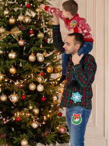 Nhãn dán sắt Giáng sinh, Cây thông Noel lấp lánh, Nhãn dán thêu, Bông tuyết sáng, Vòng hoa nai sừng tấm, Tất ông già Noel may trên quần áo, Nhãn dán, Quần jean, Mũ, Áo sơ mi, Áo len, Đồ trang trí - Nhiều màu - Xem 5