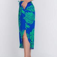Printed Pantacurt Pants With Wonderful And Chic Side Slits - Xanh đậm - Xem 4