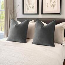1pc Chenille Plain Color Farmhouse Throw Pillow Cover - Dark Grey - View 7