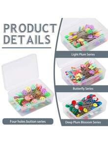 50Pcs Flat Head Straight Pins Kits, Sewing Flat Head Pins Set, Colored Head Sewing Pins Quilting Pins With Storage Box For DIY Handicraft Marking And Positioning In Sewing - 50 Light-colored Plum Blossom-shaped - View 5