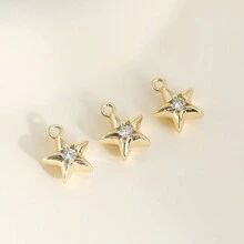 3 Styles DIY Fashionable Personalized Copper Inlaid Cubic Zirconia 18K Gold/Silver Star & Moon Jewelry Accessories, Suitable For Various Occasions - DIY Moon Accessories - View 11