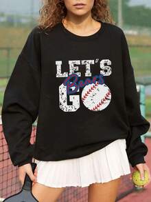 Áo nỉ nhẹ cổ tròn in logo quần vợt cho nữ, mùa thu - màu đen - Xem 4