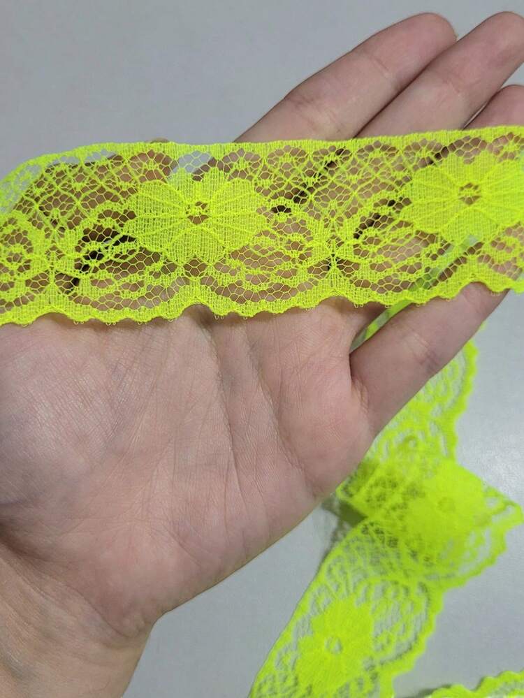 Rigid Lace Piece With 15 Meters 3.8cm Wide Crafts Haberdashery Dresses Fashion Lingerie - Does Not Stretch - Màu vàng neon - Xem 2