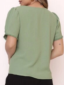 Smile Fashion blusa feminina manga curta tecido duna