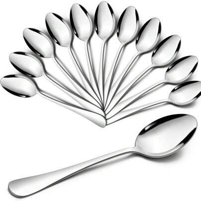 6/12 Stainless Steel Tea Spoons (5.39in), Espresso Spoons, Mini Spoons, Appetizer Spoons, Ice Cream Spoons, Mirror Polished, Easy To Clean, Dishwasher Friendly, Suitable For Restaurants, Kitchens And Cafes, Parties And Picnics Back To School