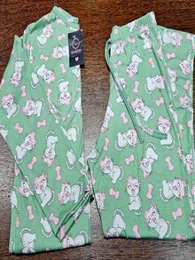 Girls' Winter Long Sleeve Suede Printed Pajamas - 綠色 - 查看 6