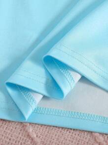 Ensemble de pyjama à manches longues avec motif mignon de chat de dessin animé pour filles, vêtements d'intérieur confortables pour le printemps et l'automne - Bleu ciel - Voir 5