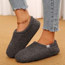 Comfy Women's Memory Foam House Slippers - Soft, Lightweight Boots With Curly Fleece And Cozy Polar Fleece Lining - Màu xám đen - Xem 6