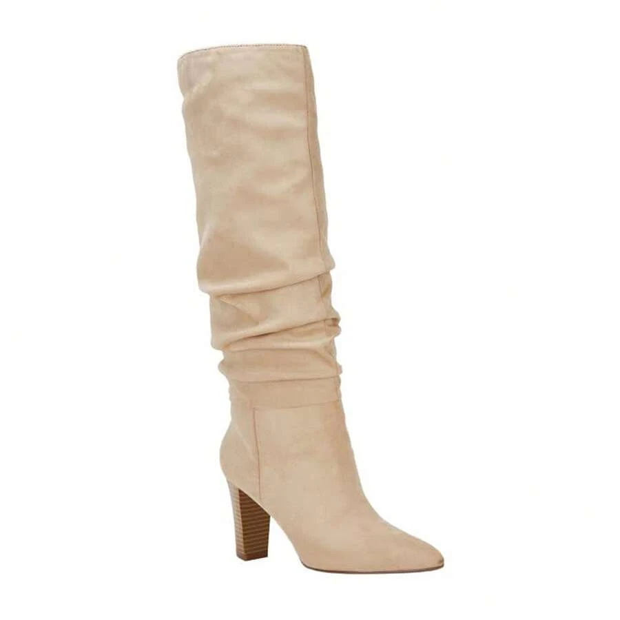 Botas altas para mujer TINSTREE, puntera afilada, de tira, con tacón grueso, botines de invierno - Beis - Ver 1