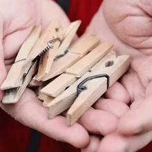 KIT 60 Medium Wooden Clothes Pegs With Stainless Spring, 5 DOZEN WOODEN PEGS - Màu be - Xem 2